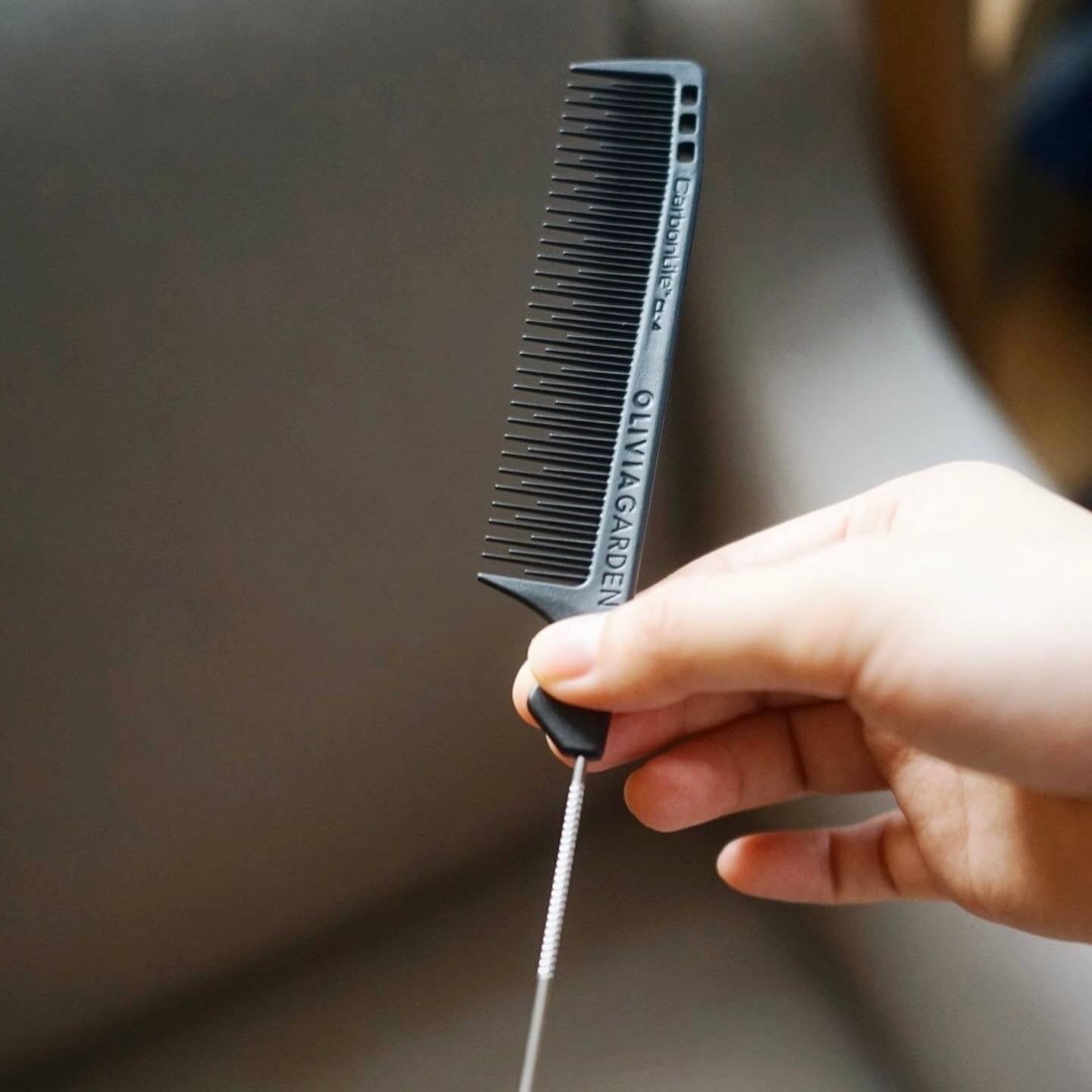 Olivia Garden Carbonlite Metal Tail Teasing Comb CL – 4 超耐磨碳尖尾梳