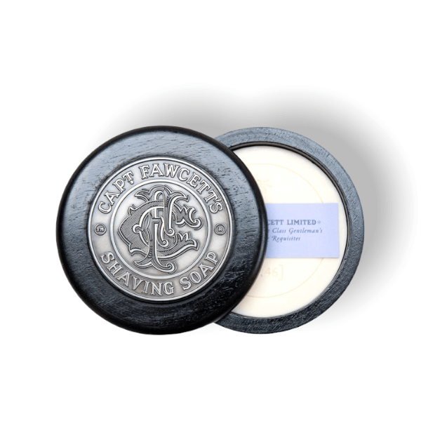 英國Captain Fawcett Luxurious shaving soap豪華經典黃銅雷刻 煙草檀香剃鬚皂 印度黑木碗