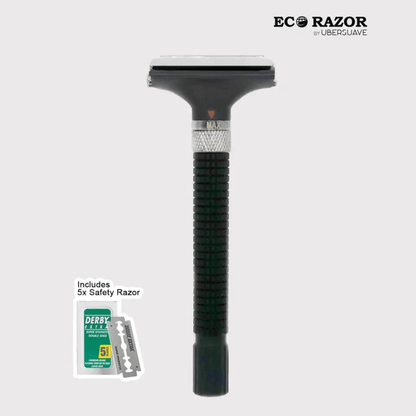 Eco-Razor可調式啞光銀剃鬚刀301G蝴蝶開放式雙刃剃鬚刀