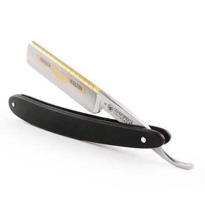 德國 Dovo 碳鋼直式剃刀 4580 PRIMA 頂尖系列 24K鍍金蝕刻 烏木手柄