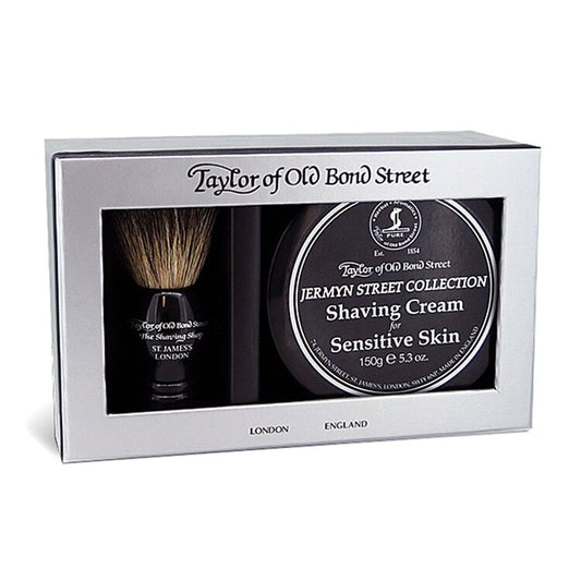 Taylor of Old Bond Street Shaving Gift Set Badger Hair Shaving Brush &amp; Jimin Gentleman Shaving Cream (Gift Box)