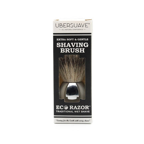 Ubersuave Eco-Razor 545 Chrome Ball Handled Shaving Brush (Premium Silver Tip Badger Hair)