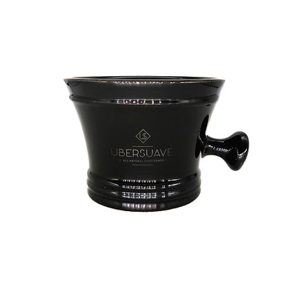 Ubersuave Eco-Razor高級黑瓷剃鬚皂杯帶球形手柄