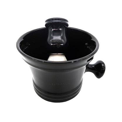Ubersuave Eco-Razor premium black porcelain shaving soap cup with ball handle
