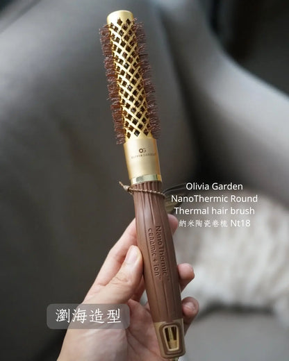Olivia Garden NanoThermic Round Thermal hair brush Nano-ceramic curling comb Nt18 bangs styling comb